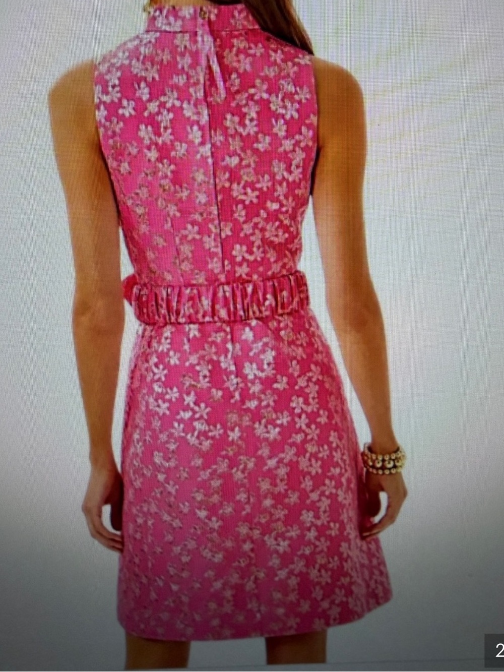 Lilly Pulitzer Tazie Hot Pink Dress with Gold Floral Accents💕💕 - Picture 6 of 9